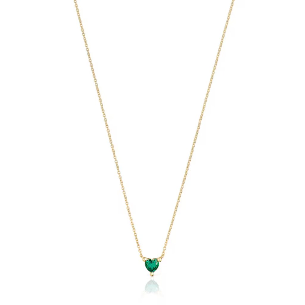 Tous Short Gold Plating Necklace With Lab-Grown Emerald Garden Of Love Lgg 119$